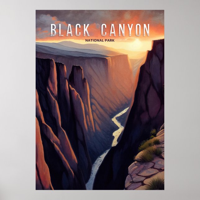 Affiche Canyon Noir Aquarelle (Devant)