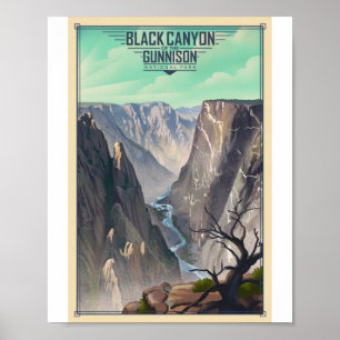 Affiche Canyon noir du Parc National des Gunnison Litho