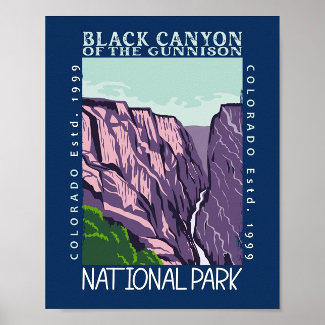 Affiche Canyon Noir Du Parc National Gunnison Rétro (Devant)