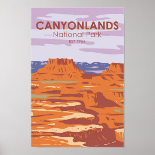 Affiche Canyonlands National Park Island Dans le ciel Rétr
