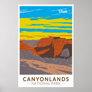 Affiche Canyonlands Parc National Moab Voyage Art Rétro