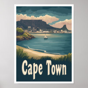 Affiche Cap Afrique du Sud Vintage voyage d'art