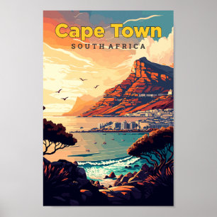 Affiche Cap Afrique du Sud Voyage Art Vintage