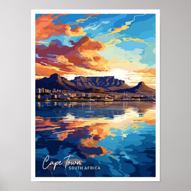 Affiche Cap Afrique du Sud Voyage Illustration Vintage (Devant)