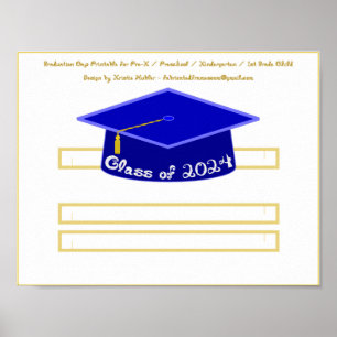 Affiche Cap Bleu Casquette Classe 2024 Parties scintillant