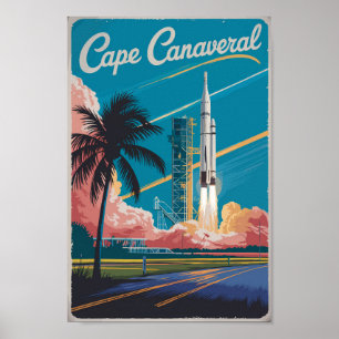 Affiche Cape Canaveral Florida Illustration Art de Voyage