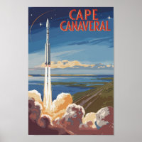 Cape Canaveral Florida Peintre Voyage Art Retro