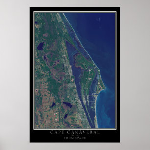 Affiche Cape Canaveral Floride De L'Espace Carte Satellite