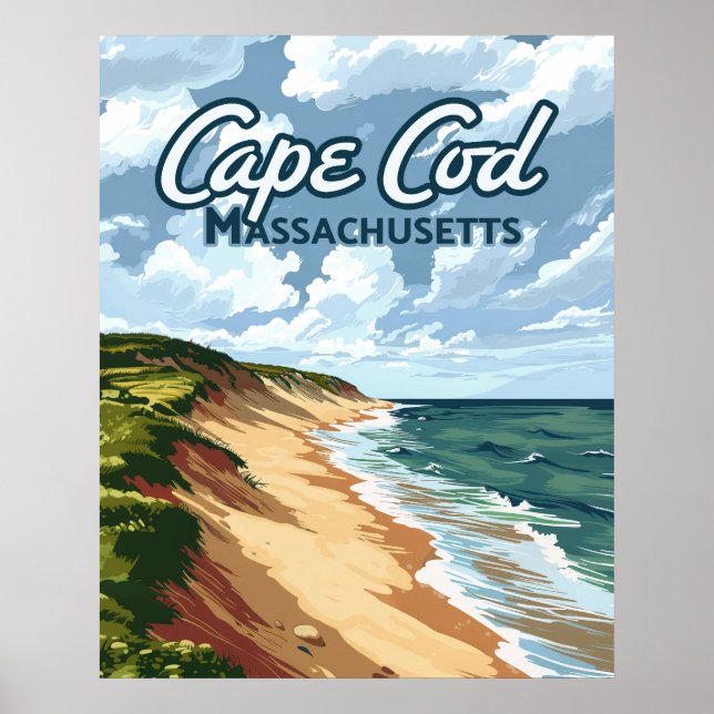 Affiche Cape Cod Beach Mer Massachusetts Bleu (Devant)