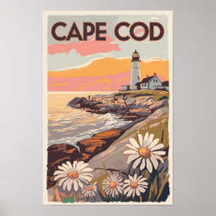 Affiche Cape Cod Massachusetts Art de voyage Rétro Peintre