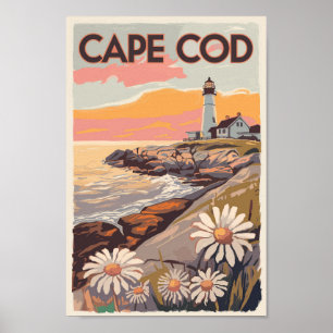 Affiche Cape Cod Massachusetts Peinture Art Voyage Retro