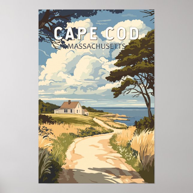 Affiche Cape Cod Massachusetts Voyage Art Rétro (Devant)