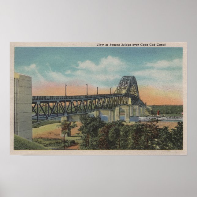 Affiche Cape Cod, MassachusettsVue du pont Bourne (Devant)