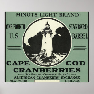 Affiche Cape Cod Minots Light Brand Cranberry Label