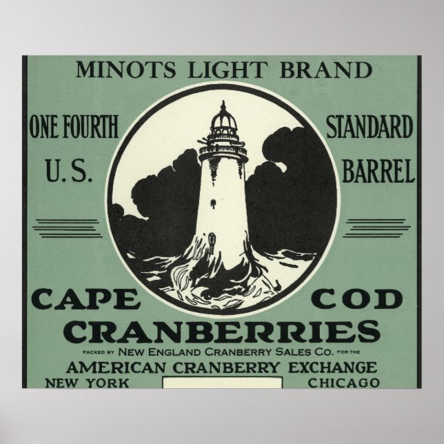 Affiche Cape Cod Minots Light Brand Cranberry Label (Devant)