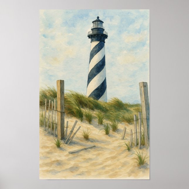 Affiche Cape Hatteras Lighthouse Watercolor (Devant)