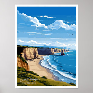 Affiche Cape Kidnappers Nouvelle-Zélande Illustration de v
