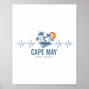 Affiche Cape May Beach New Jersey Vintage des années 80 Su