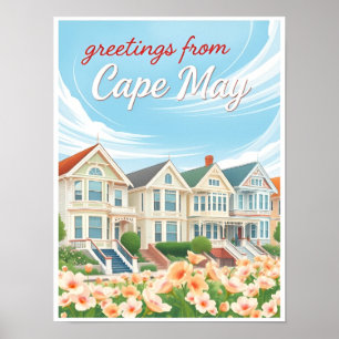 Affiche Cape May, New Jersey – Maisons victoriennes