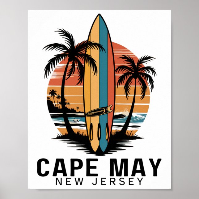Affiche Cape May Point State Park New Jersey Surfant Planc (Devant)