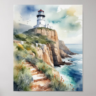 Affiche Cape Point Cape Town Afrique du Sud Aquarelle