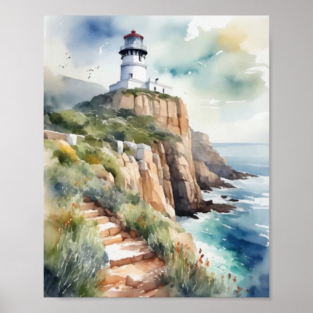 Affiche Cape Point Cape Town Afrique du Sud Aquarelle (Devant)