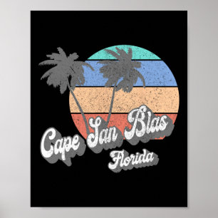 Affiche Cape San Blas Floride Fl Rétro Plage Surf Vintage