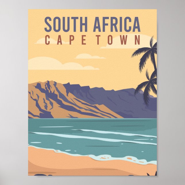 Affiche Cape Town Afrique du Sud Illustration des lieux de (Devant)