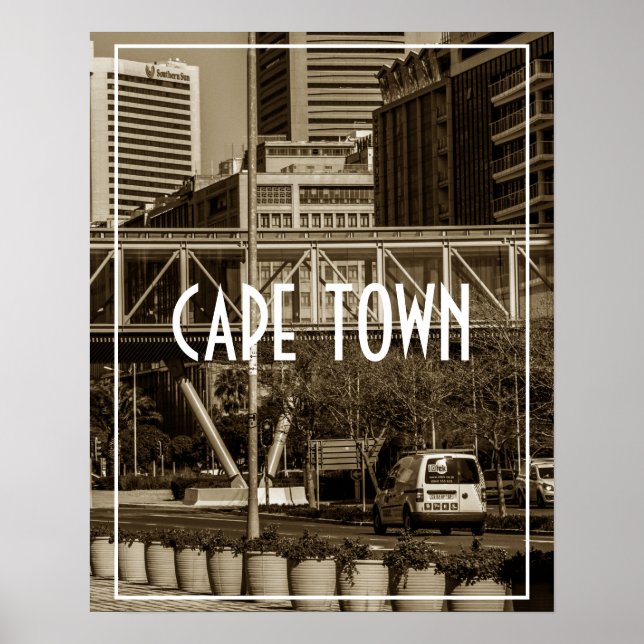 Affiche Cape Town Monochrome Cityscape Street Lifestyle (Devant)