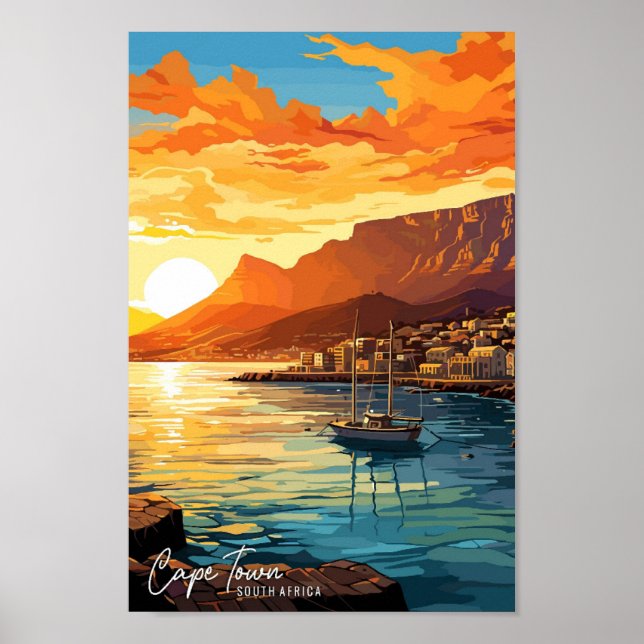 Affiche Cape Town South Africa Art Travel Illustration (Devant)