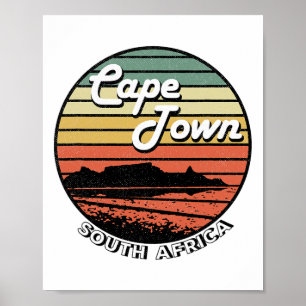 Affiche Cape Town Table Mountain Afrique du Sud Vintage