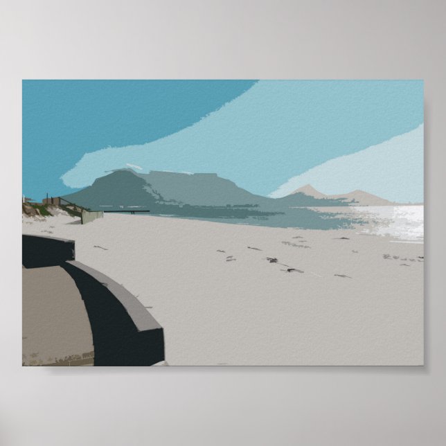 Affiche Cape Town Table Mountain Ocean Sketch (Devant)