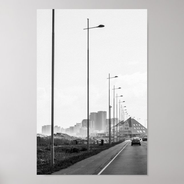 Affiche Cape Town ZA Afrique du Sud Blouberg Area Monochro (Devant)