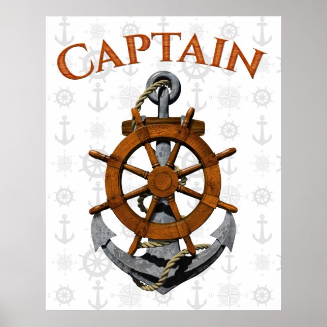 Affiche Capitaine Ancre Nautical (Devant)