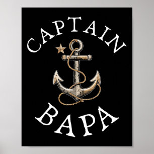 Affiche Capitaine Bapa Bateau Voile Navigation Ancre Vinta