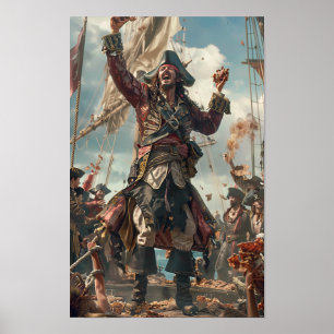 Affiche Capitaine Blackbeard Pirate Navire Photoraliste Po