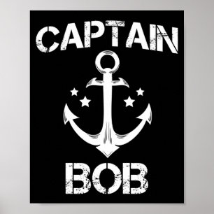 Affiche Capitaine Bob drôle anniversaire nom bateau cadeau