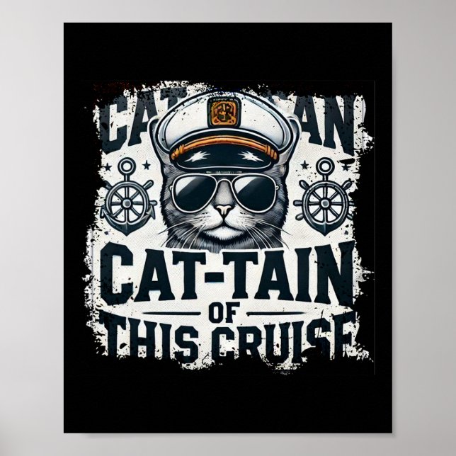 Affiche Capitaine Chat-tein de bateau de croisière Kitte d (Devant)