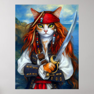Affiche Capitaine Claws de la mer d'Azur   Chat pirate