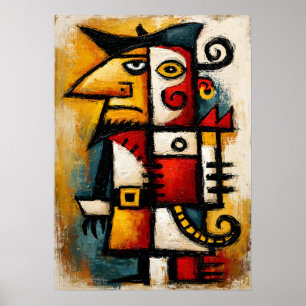 Affiche Capitaine Cubiste Primitif Géométrique Abstrait Au