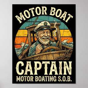 Affiche capitaine de bateau à moteur