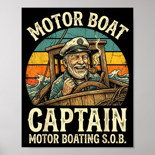 Affiche capitaine de bateau à moteur  (Devant)