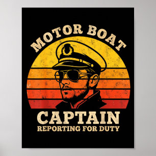Affiche Capitaine de bateau à moteur de plaisance ponton l