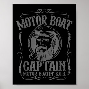 Affiche Capitaine de bateau à moteur drôle de bateau ponto
