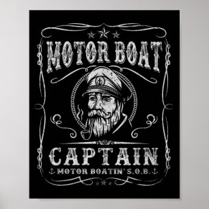 Affiche Capitaine de bateau à moteur drôle de ponton batea