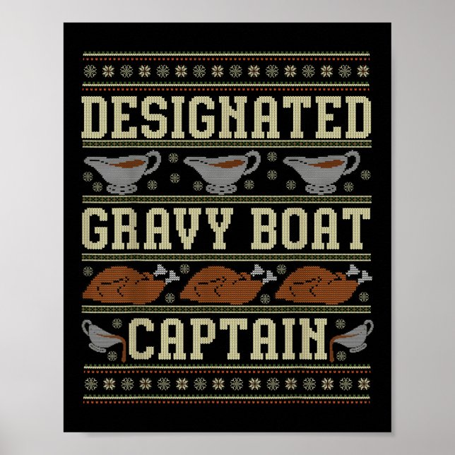 Affiche Capitaine de bateau à sauce laid de pull de Thanks (Devant)