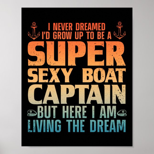Affiche Capitaine de bateau cool pour hommes femmes voile  (Devant)