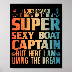 Affiche Capitaine de bateau cool pour hommes femmes voile
