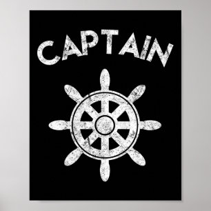 Affiche Capitaine de bateau Roue Voilier Navigation Cadeau