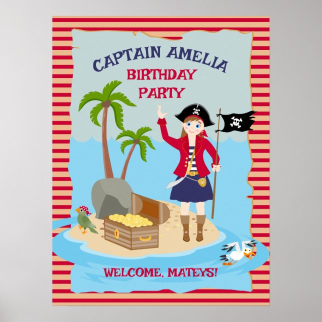 Affiche Capitaine de la fête d'anniversaire du navire pira (Devant)